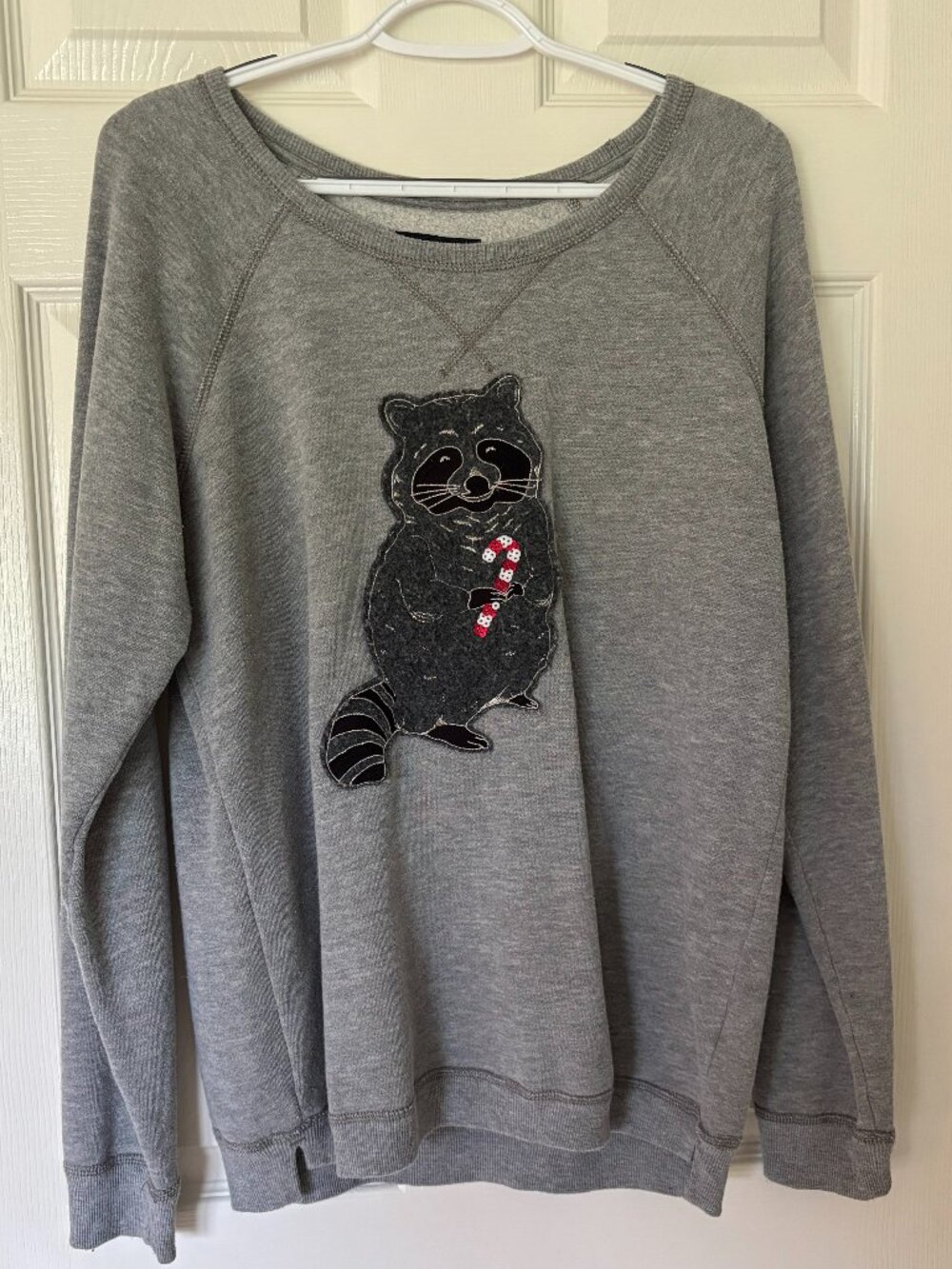 American Eagle Women's Sweatshirt w/Sequined Raccoon Applique LARGE
